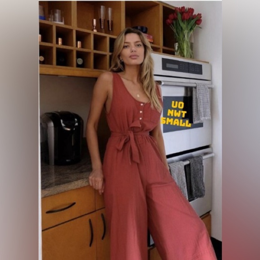 Out From Under Urban Outfitters Lily Lounge Burnt Orange button front Romper
